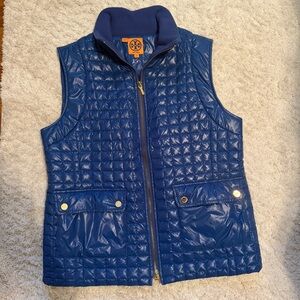 Tory Burch Tricia Quilted Puffer Vest in Cobalt Size Medium
